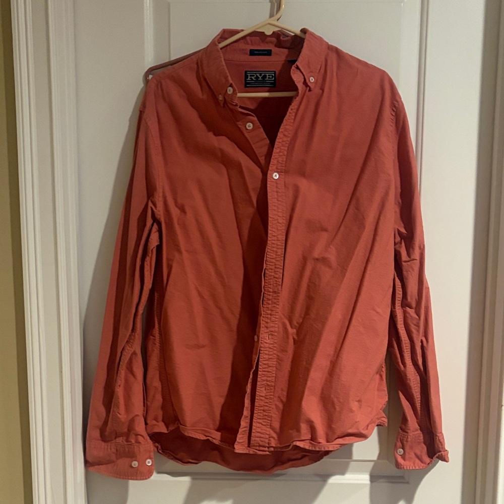 RYE Men's Casual Button-Down Shirt in Burnt Orange